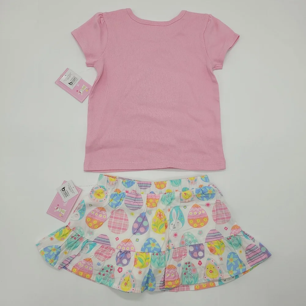 Gymboree Outfit Pink Bunny Tee Colorful Egg Skirt Embroidered Size 12-18mo NEW